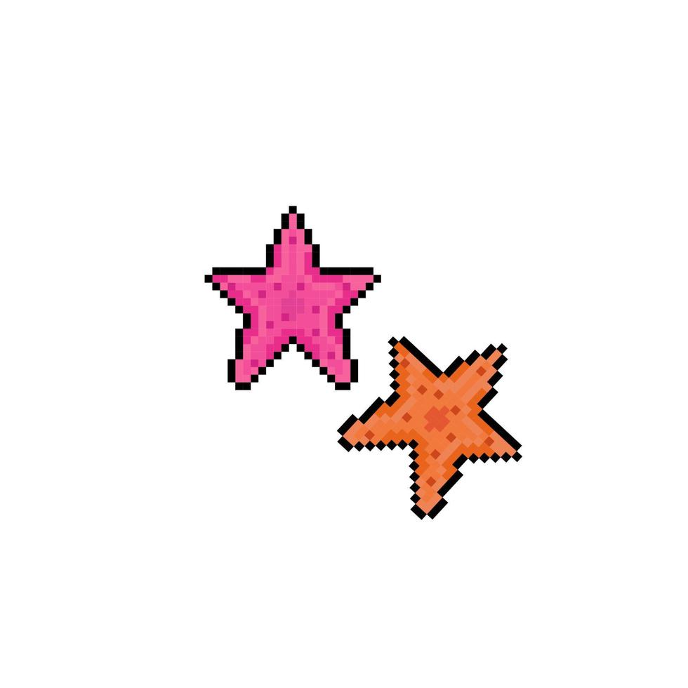 starfish in pixel art style vector