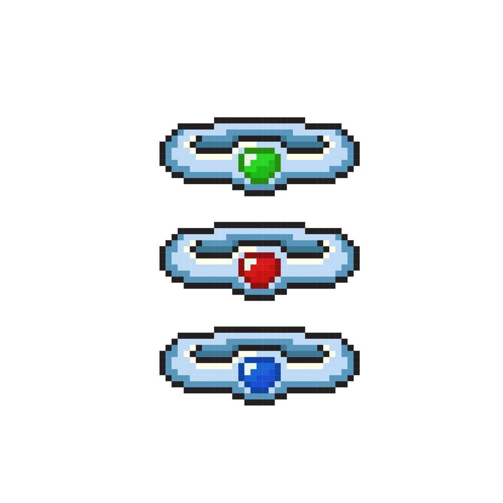 silver ring with different gemstone in pixel art style vector