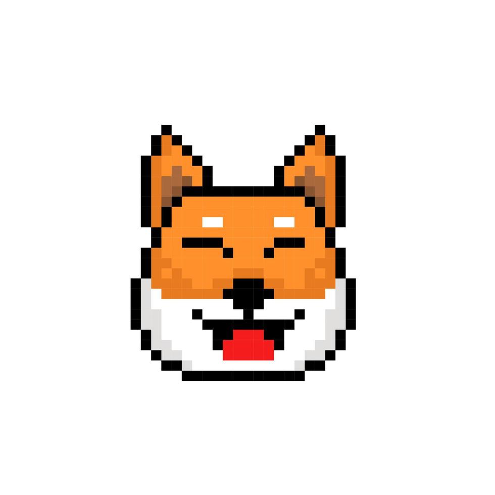 dog head in pixel art style vector