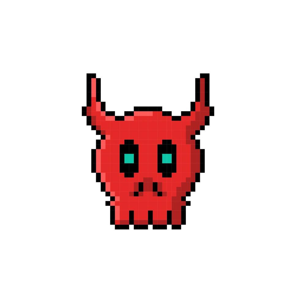 red skull in pixel art style vector