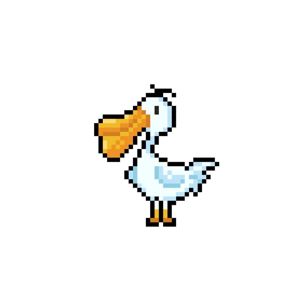 pelican bird in pixel art style vector