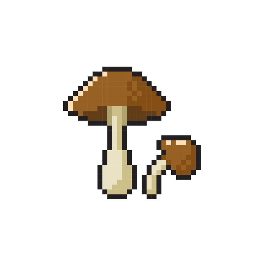 mushrooms in pixel art style vector