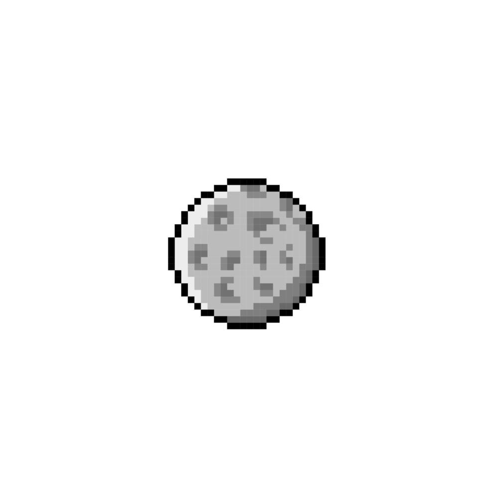 full moon in pixel art style vector