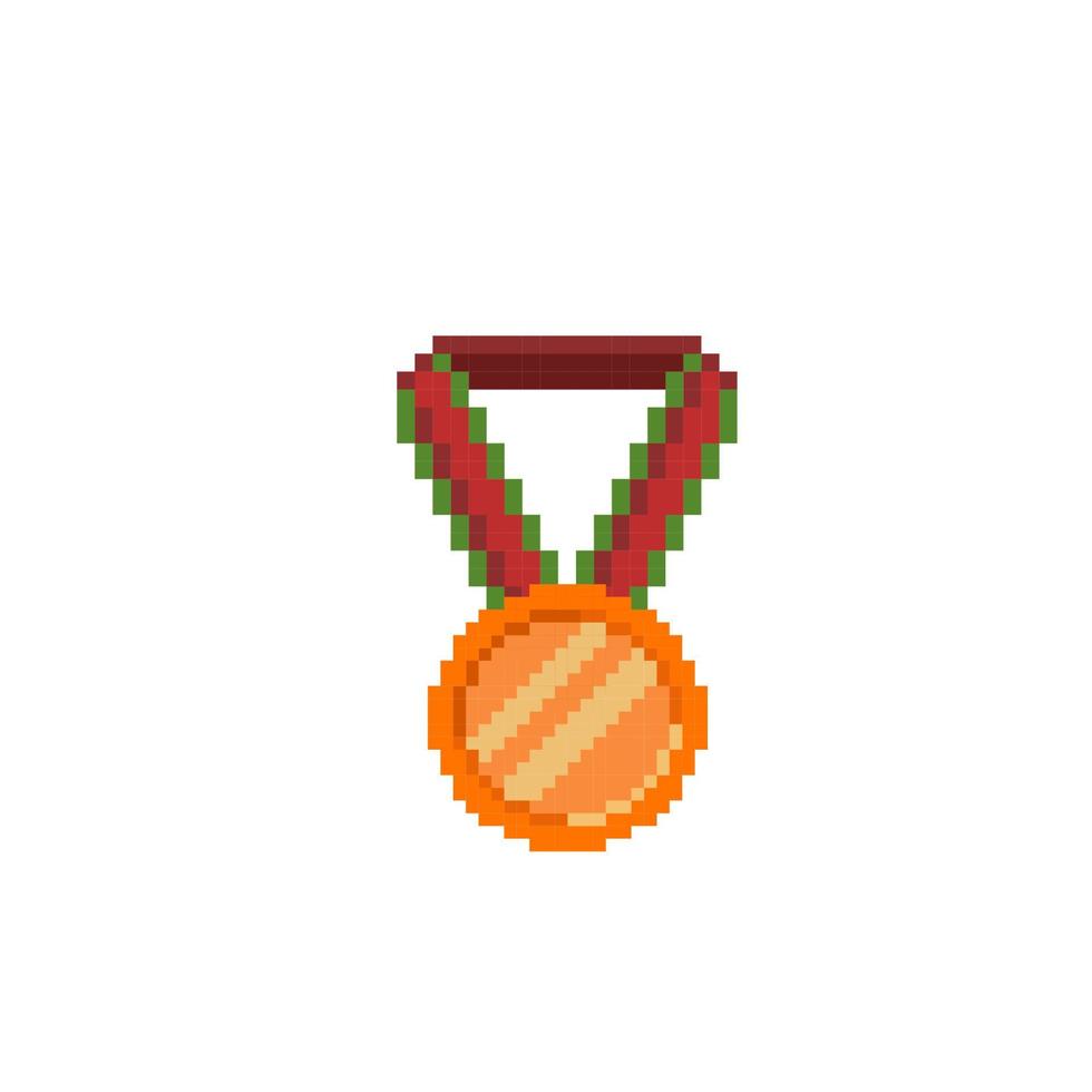 bronze medal in pixel art style vector