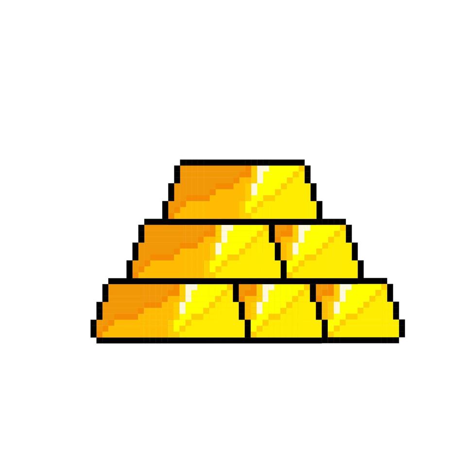 gold bar pile in pixel art style vector