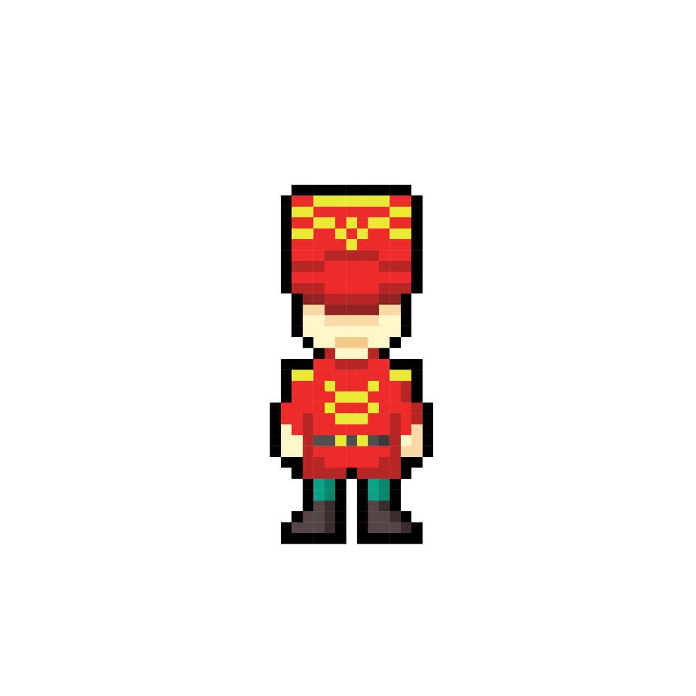 red soldier in pixel art style vector