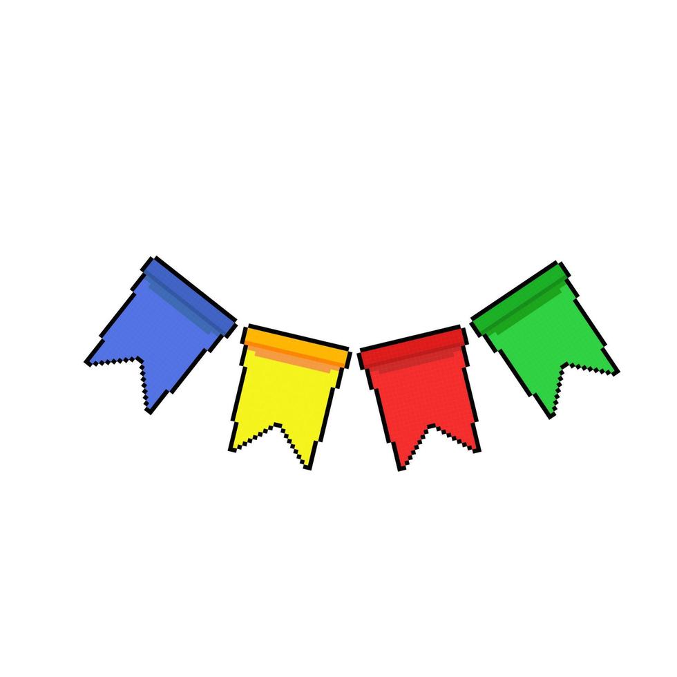 party flag in pixel art style vector