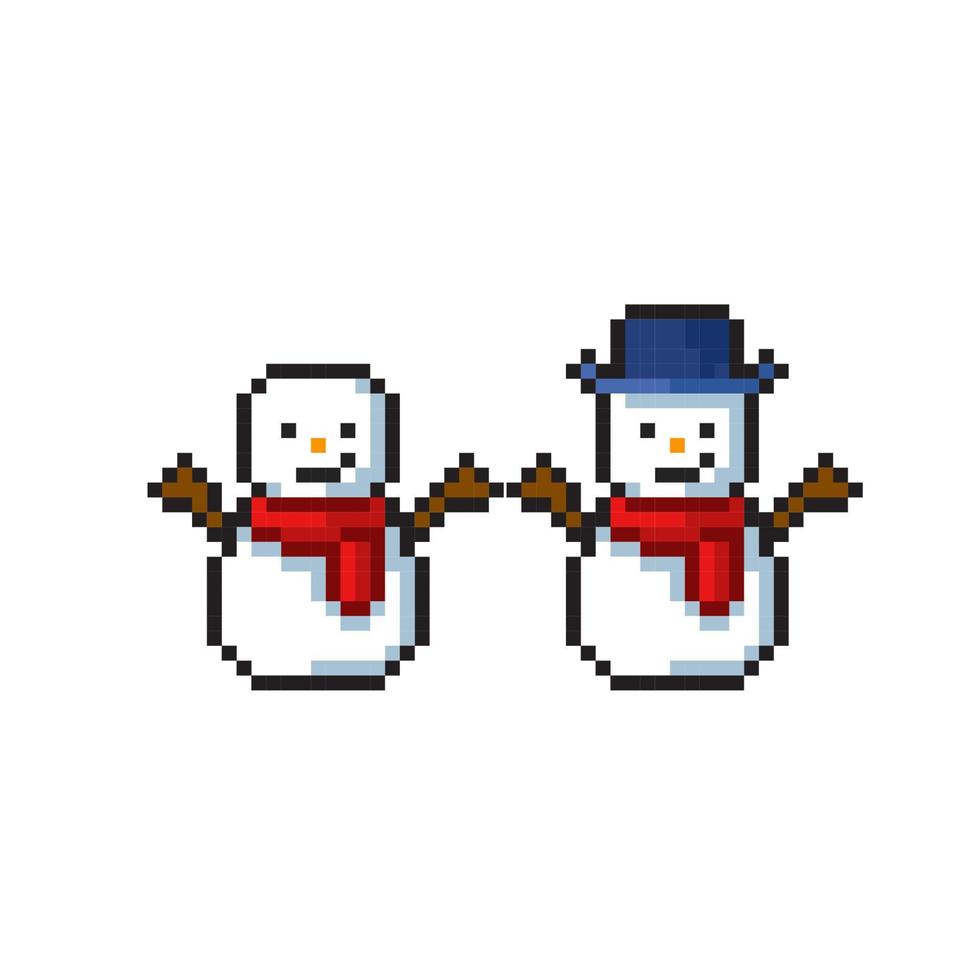 snowman in pixel art style vector