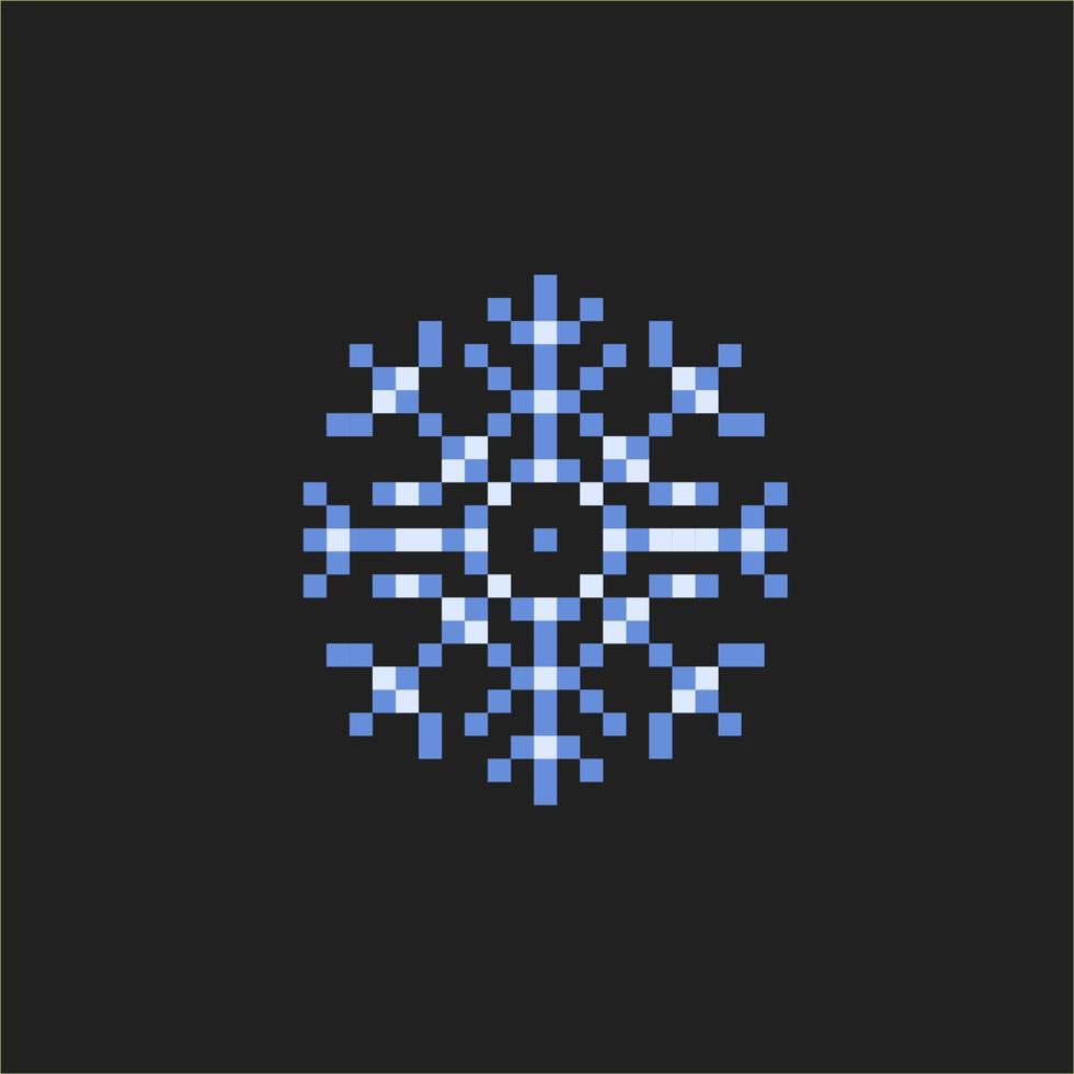 snow flake in pixel art style vector