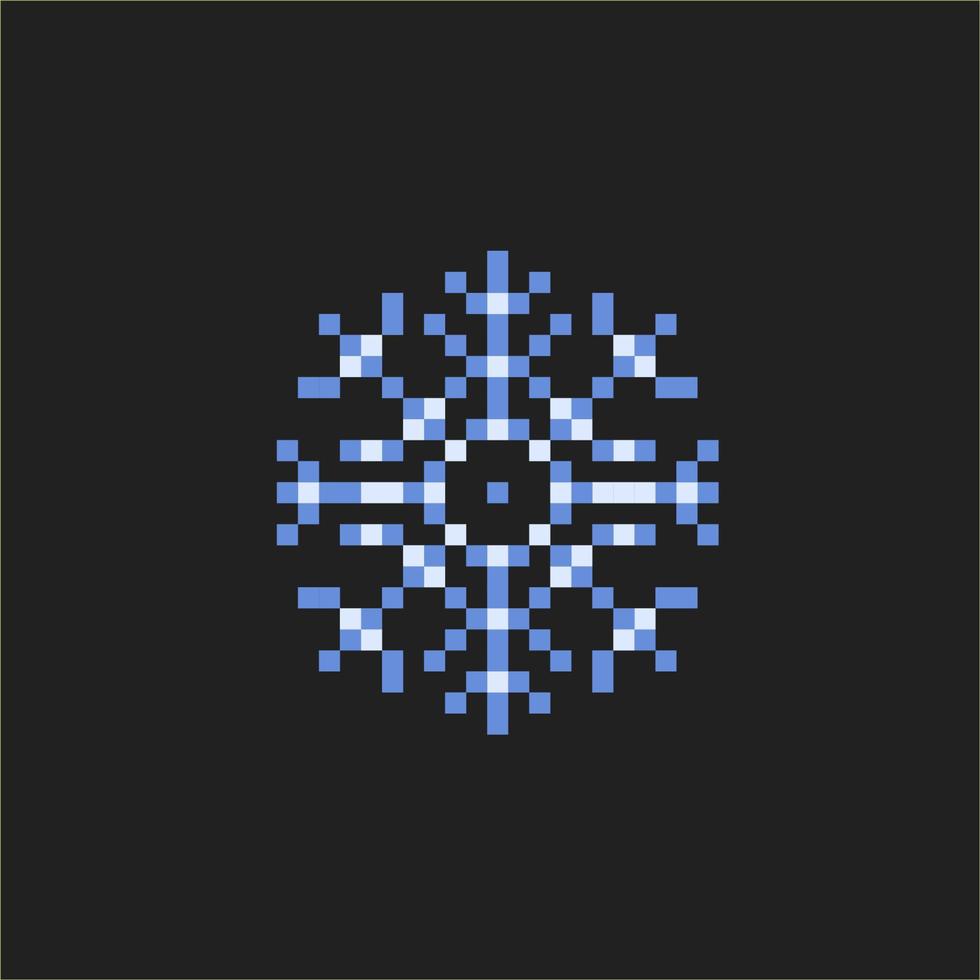 snow flake in pixel art style vector