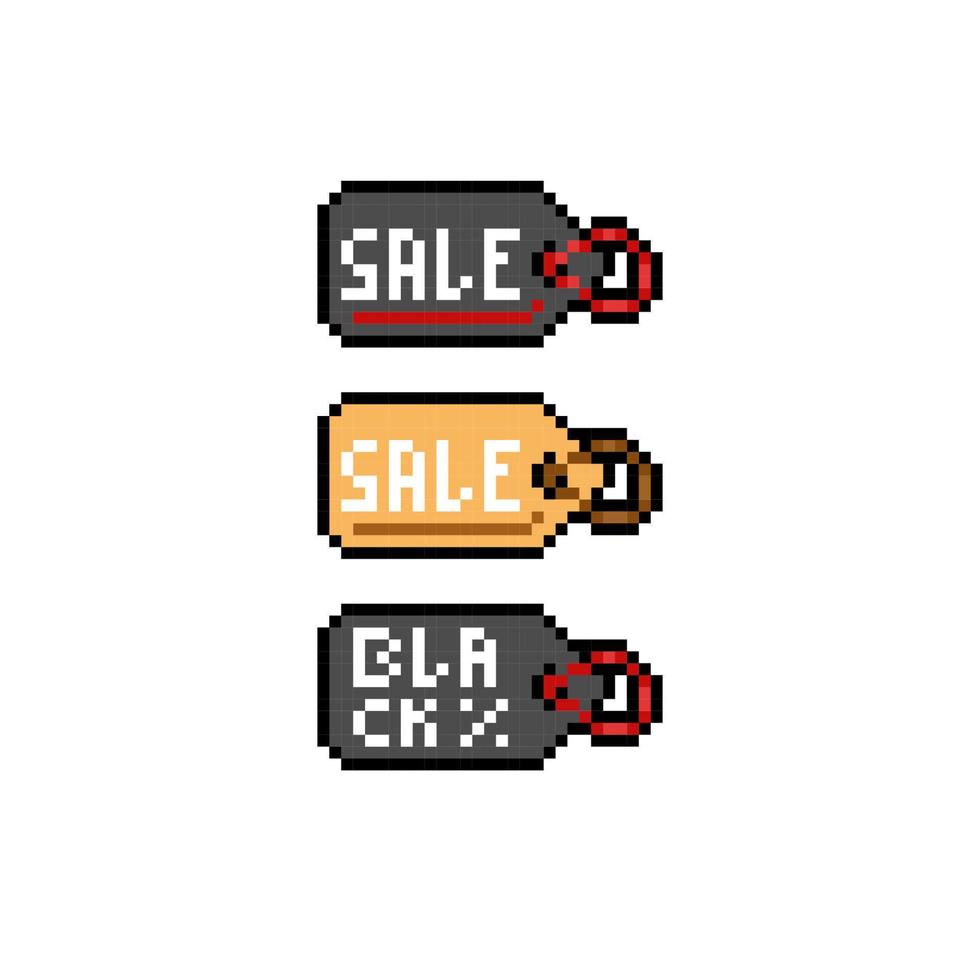 sale tag collection set in pixel art style vector