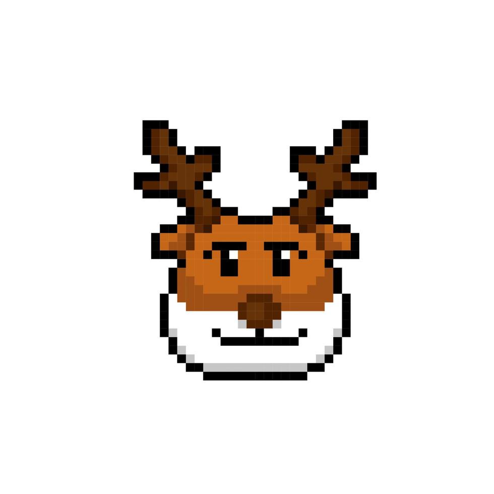 deer head in pixel art style vector