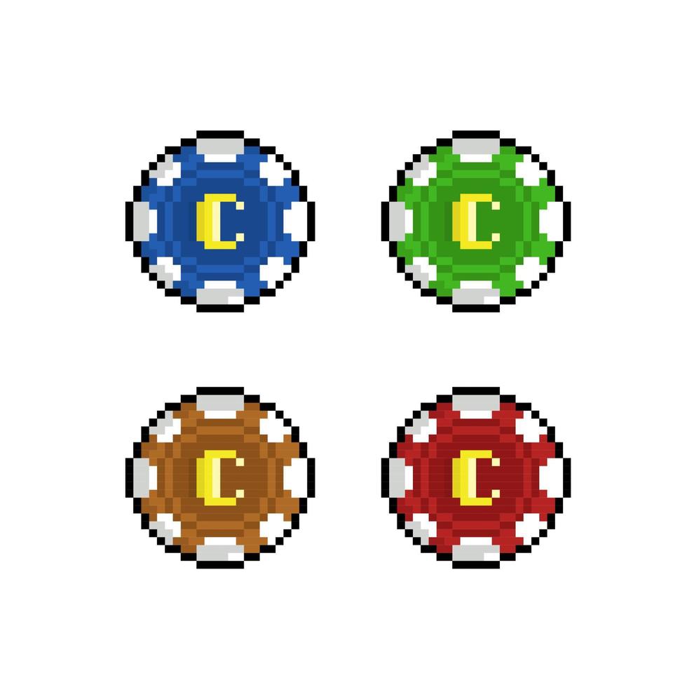 casino token in pixel art style vector