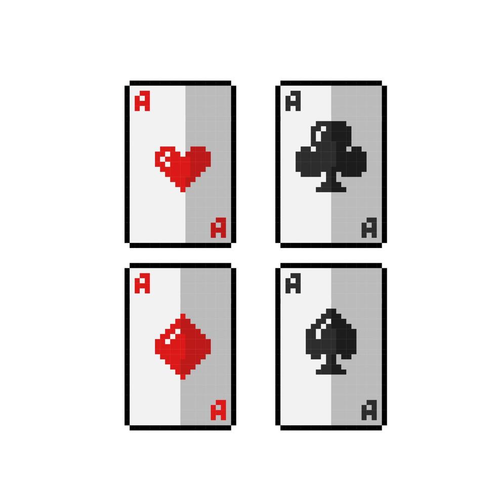 card game set in pixel art style vector