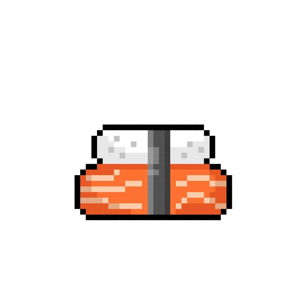 single sushi food in pixel art style vector