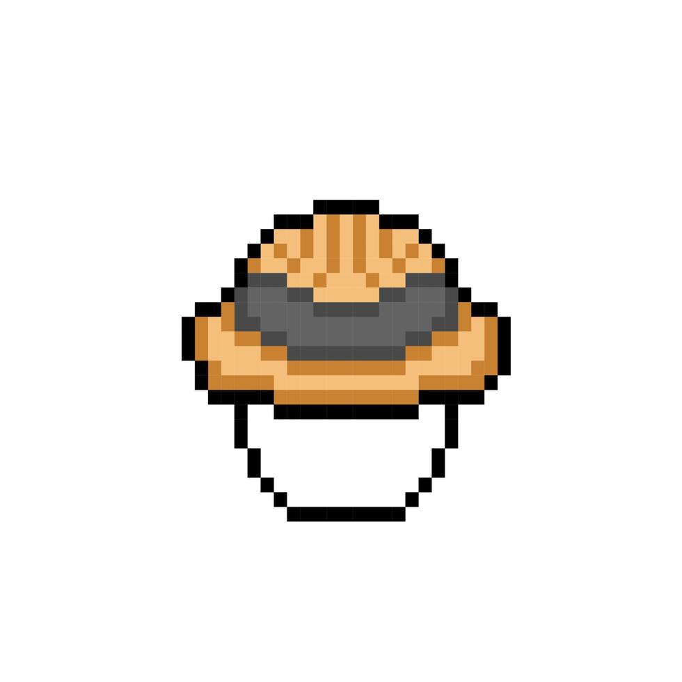 straw hat in pixel art style vector