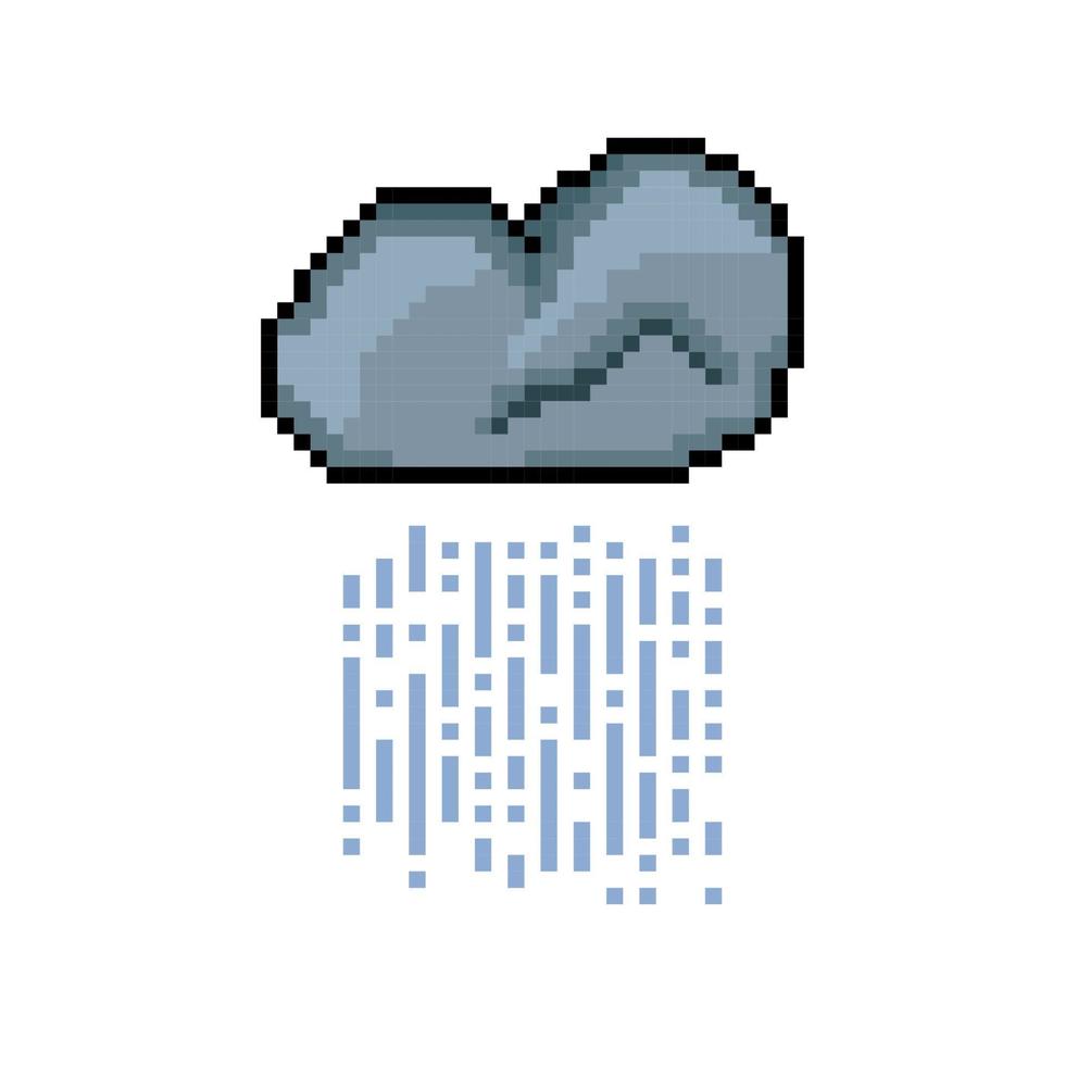 rain cloud pixel art style vector