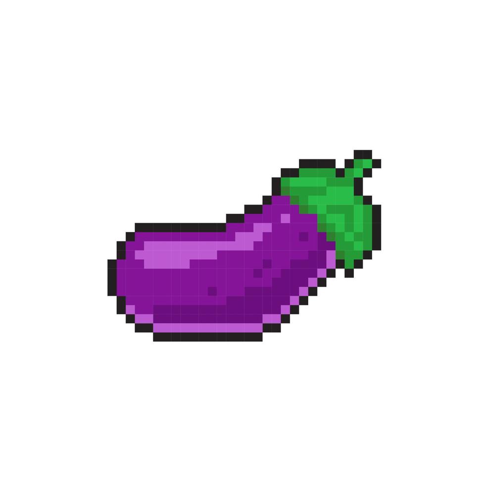 an eggplant in pixel art style vector