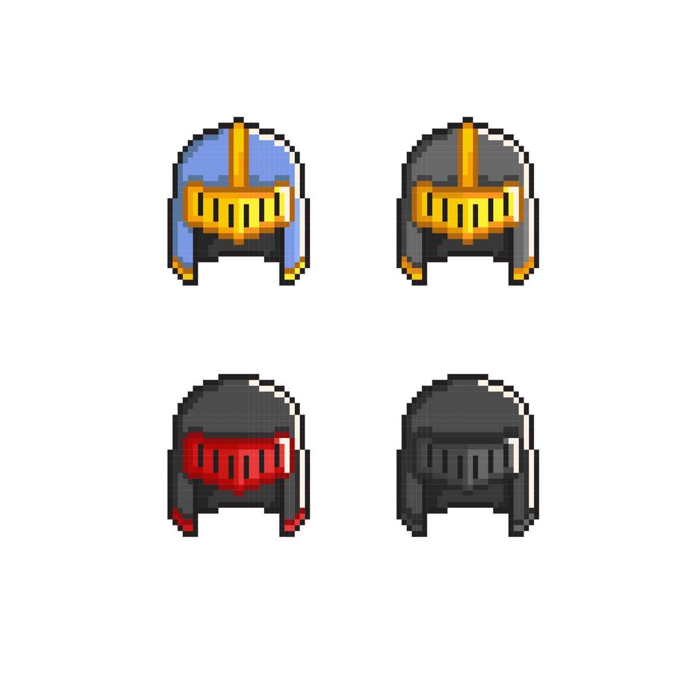 knight helmet with different color in pixel art style vector