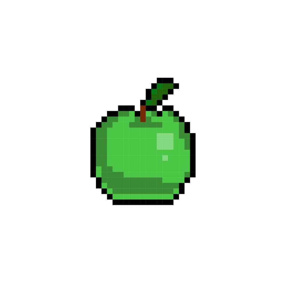 green apple in pixel art style vector