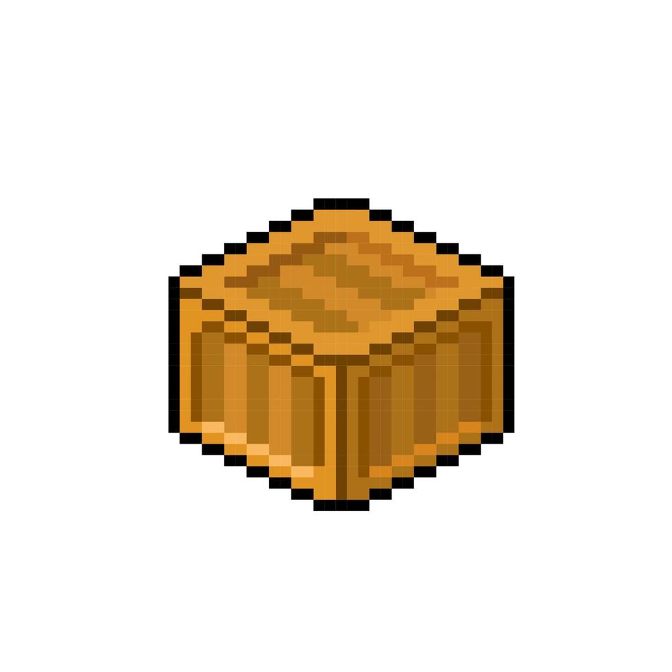 wooden crate box in pixel art style vector