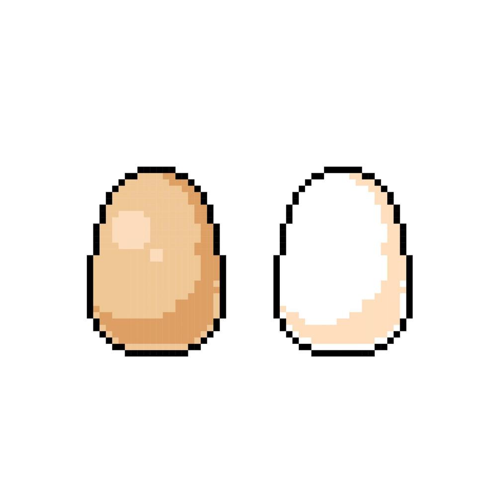 chicken egg with different color in pixel art style vector