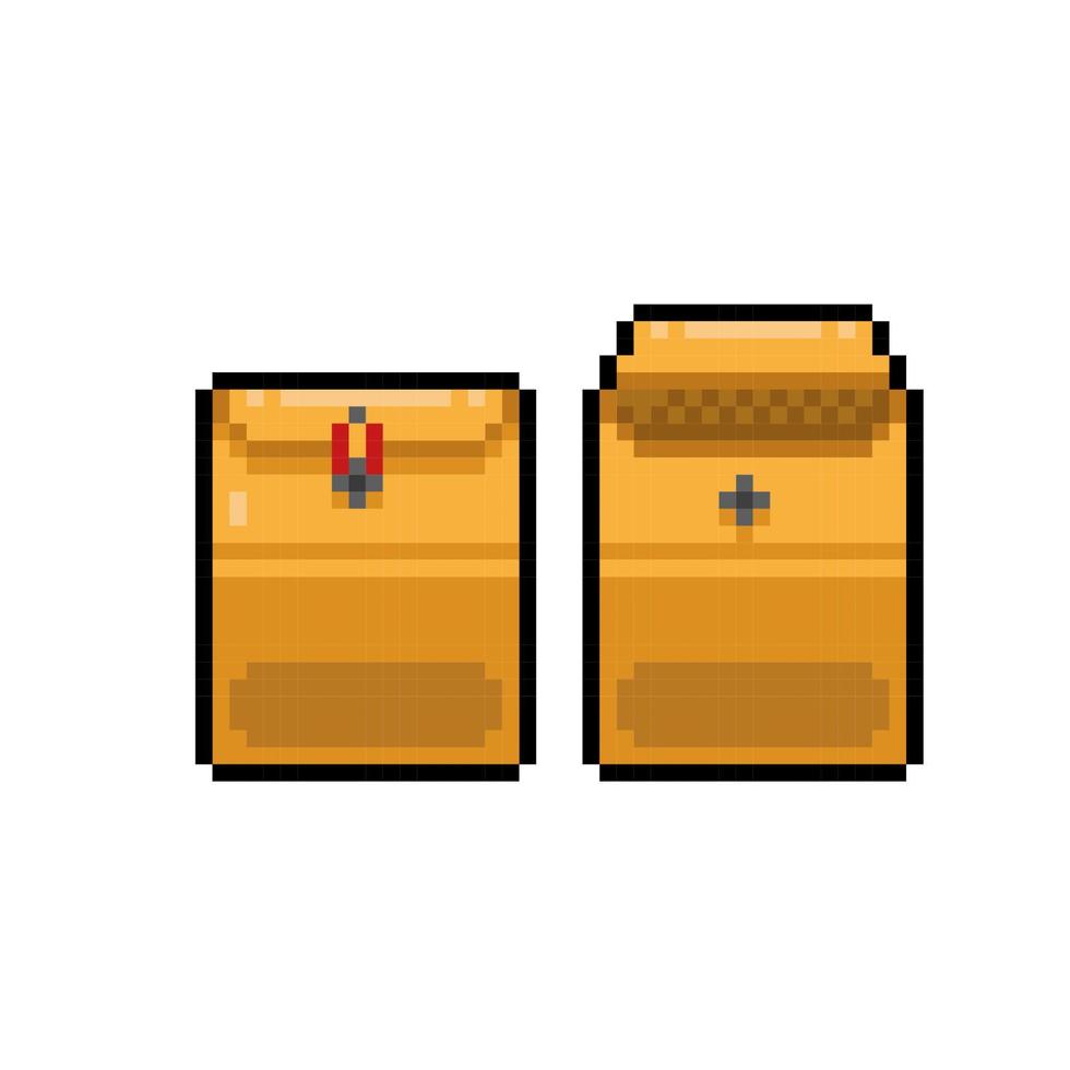 brown envelope in pixel art style vector