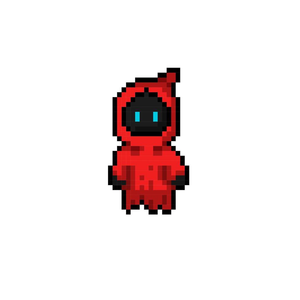 red cute death angel in pixel art style vector