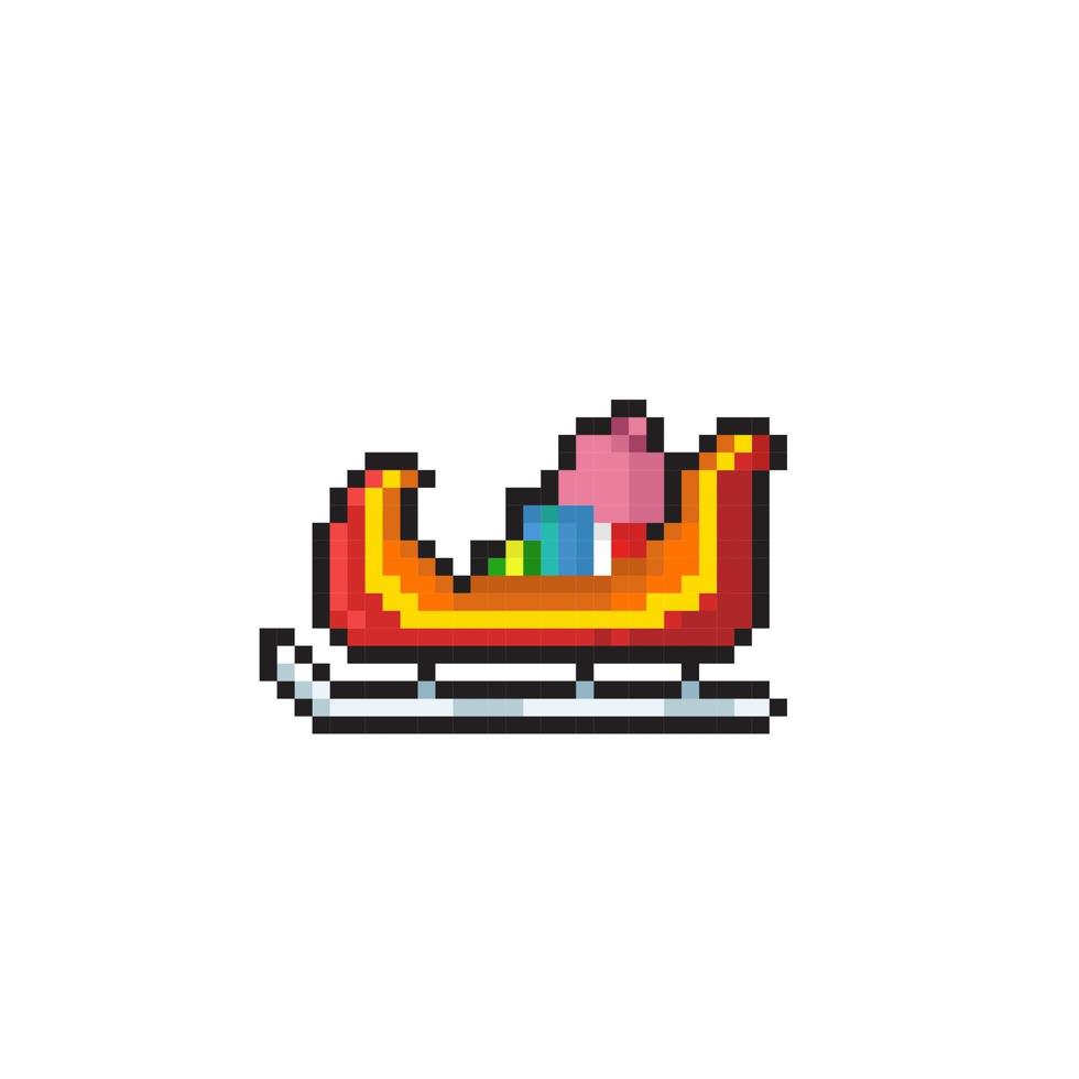 santa train in pixel art style vector