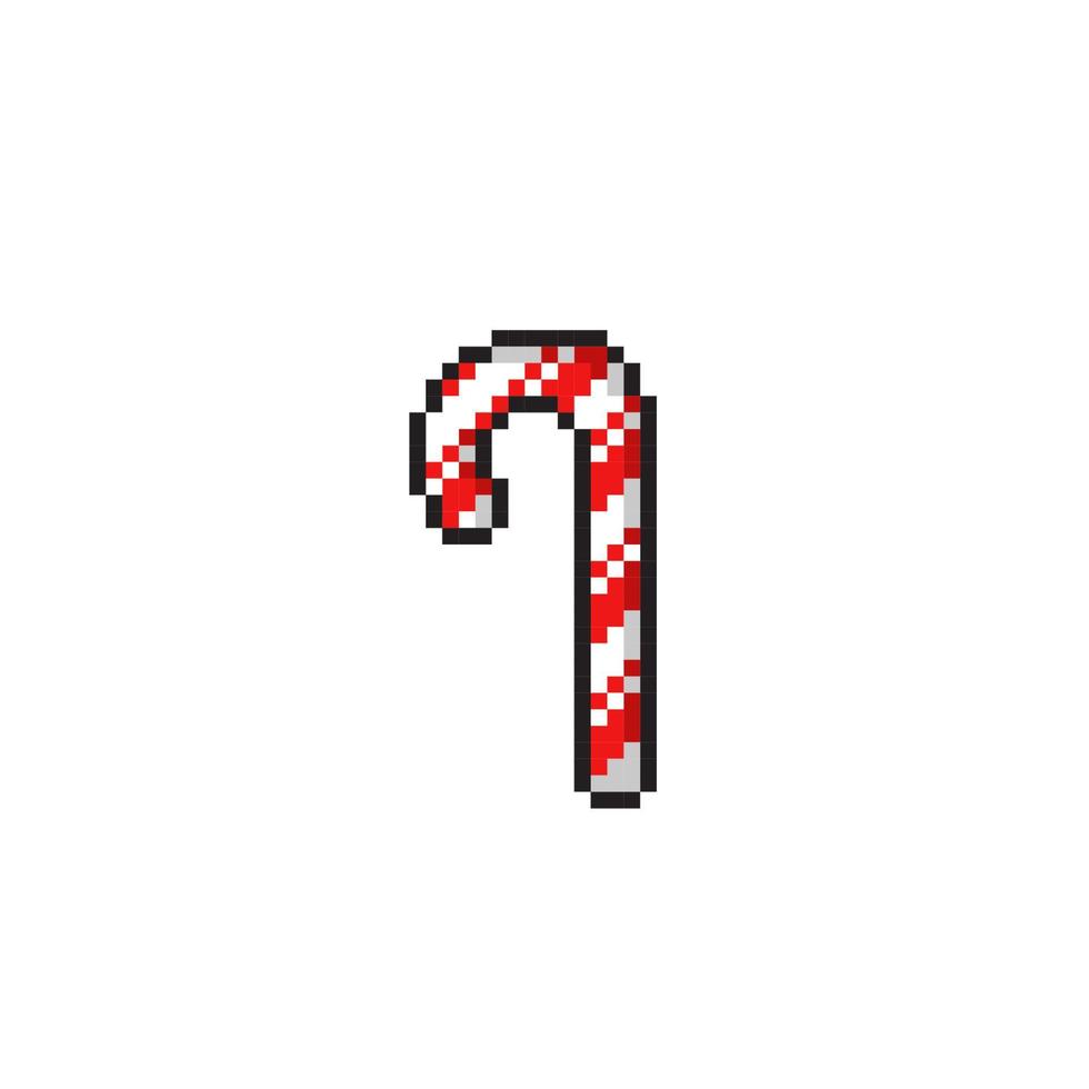 candy cane in pixel art style vector