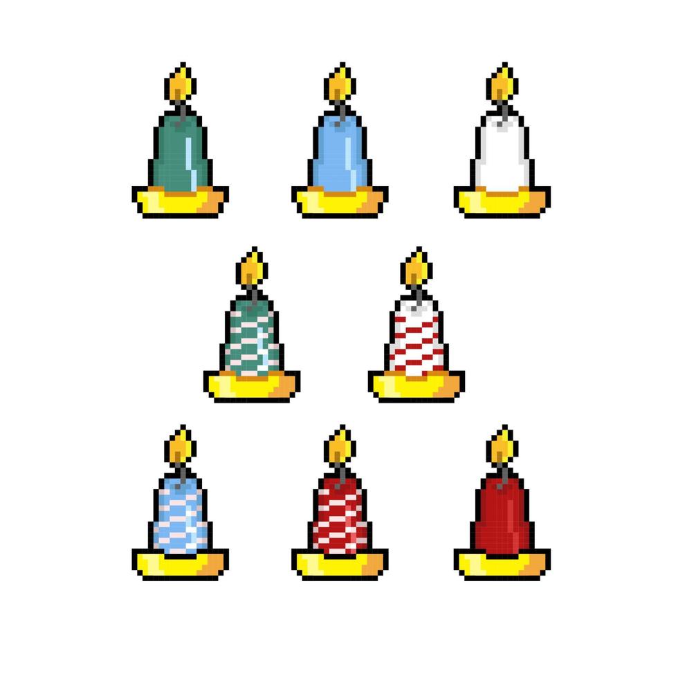 candle set with handle in pixel art style vector