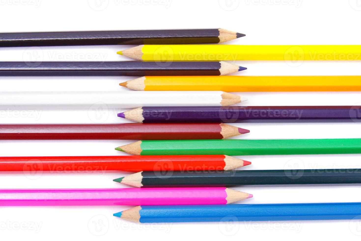 Color pencils on white background photo