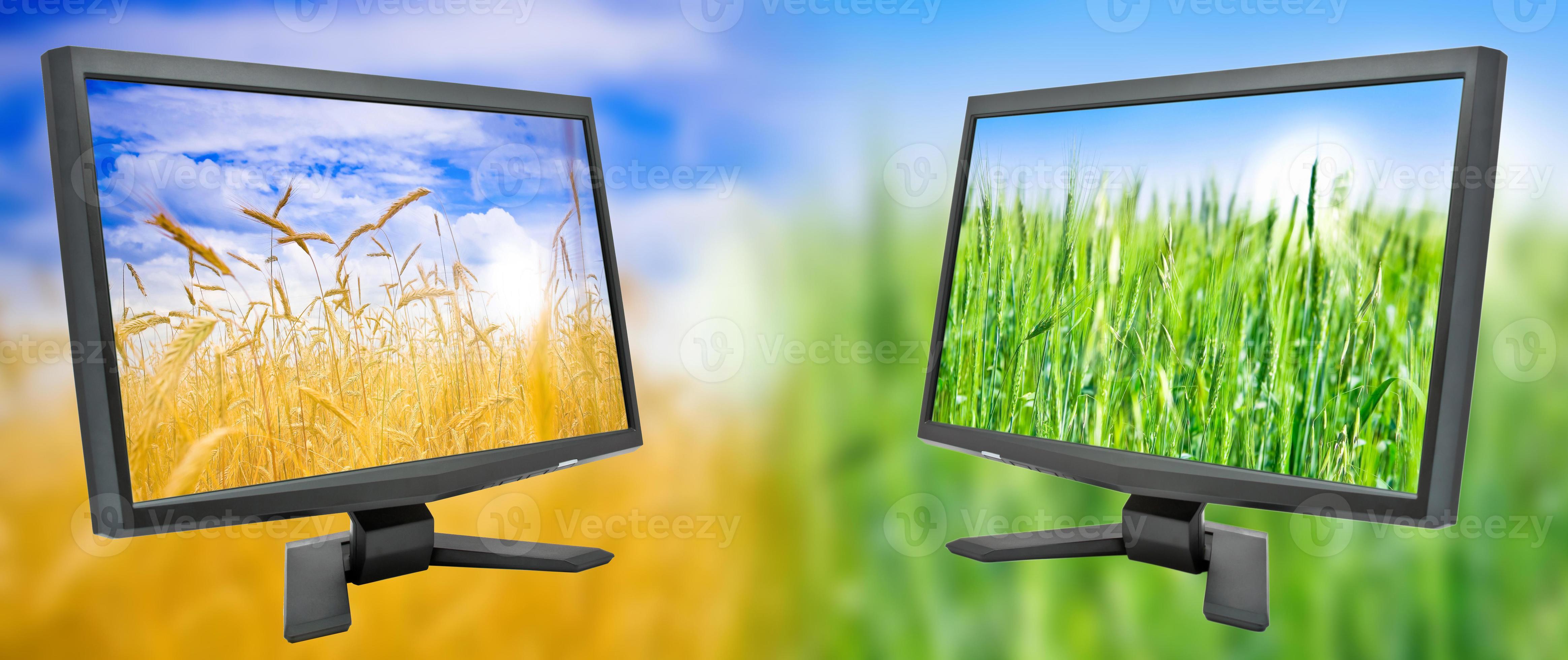Two Monitors On Landscape 21195307 Stock Photo At Vecteezy two-monitors-on-landscape-21195307-stock-photo-at-vecteezy
