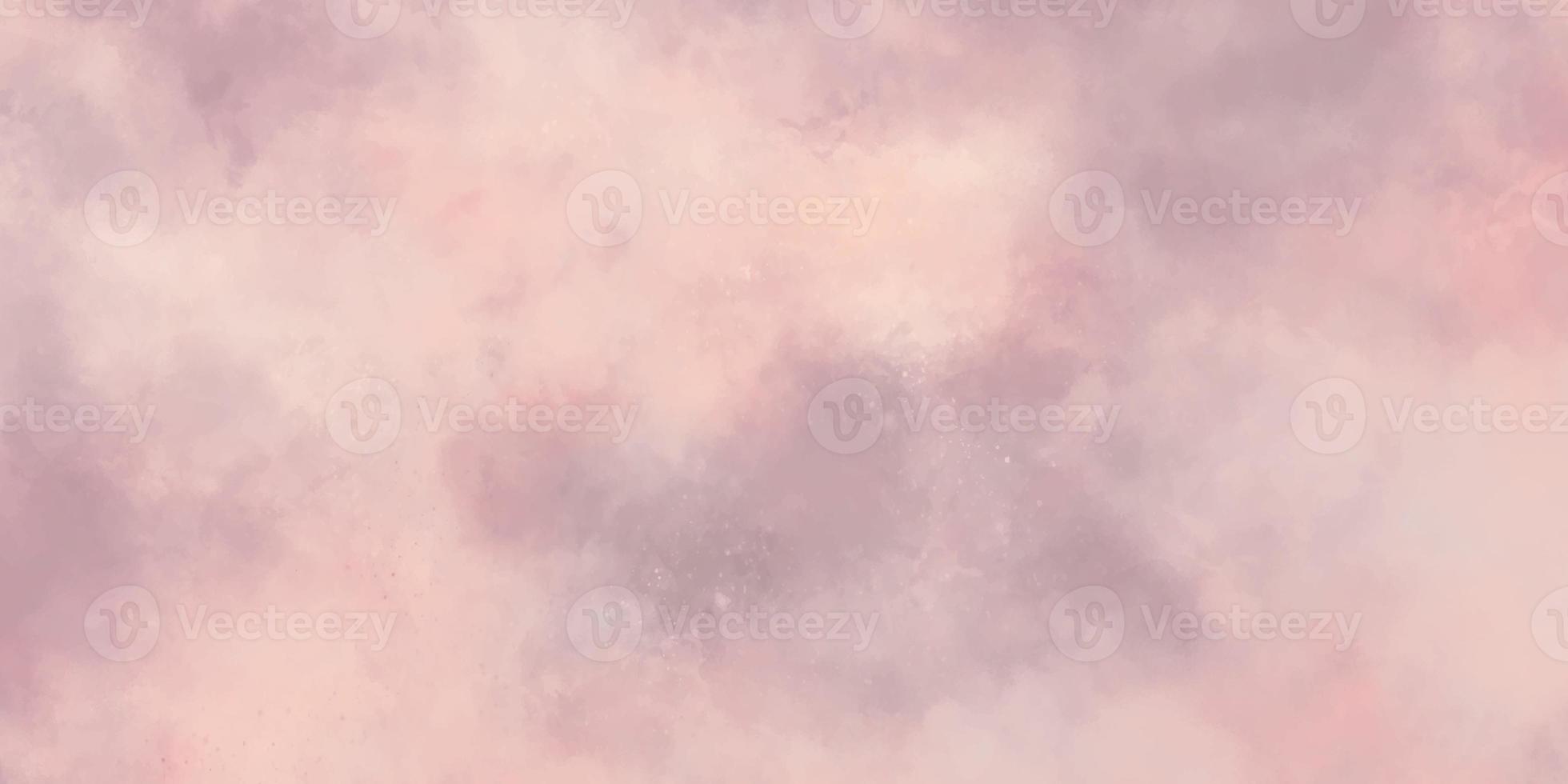 Abstract pink space background with clouds sky. Colorful weather background. Dark elegant rosy brown autumn hand drawn watercolor drops background. Old paper texture photo