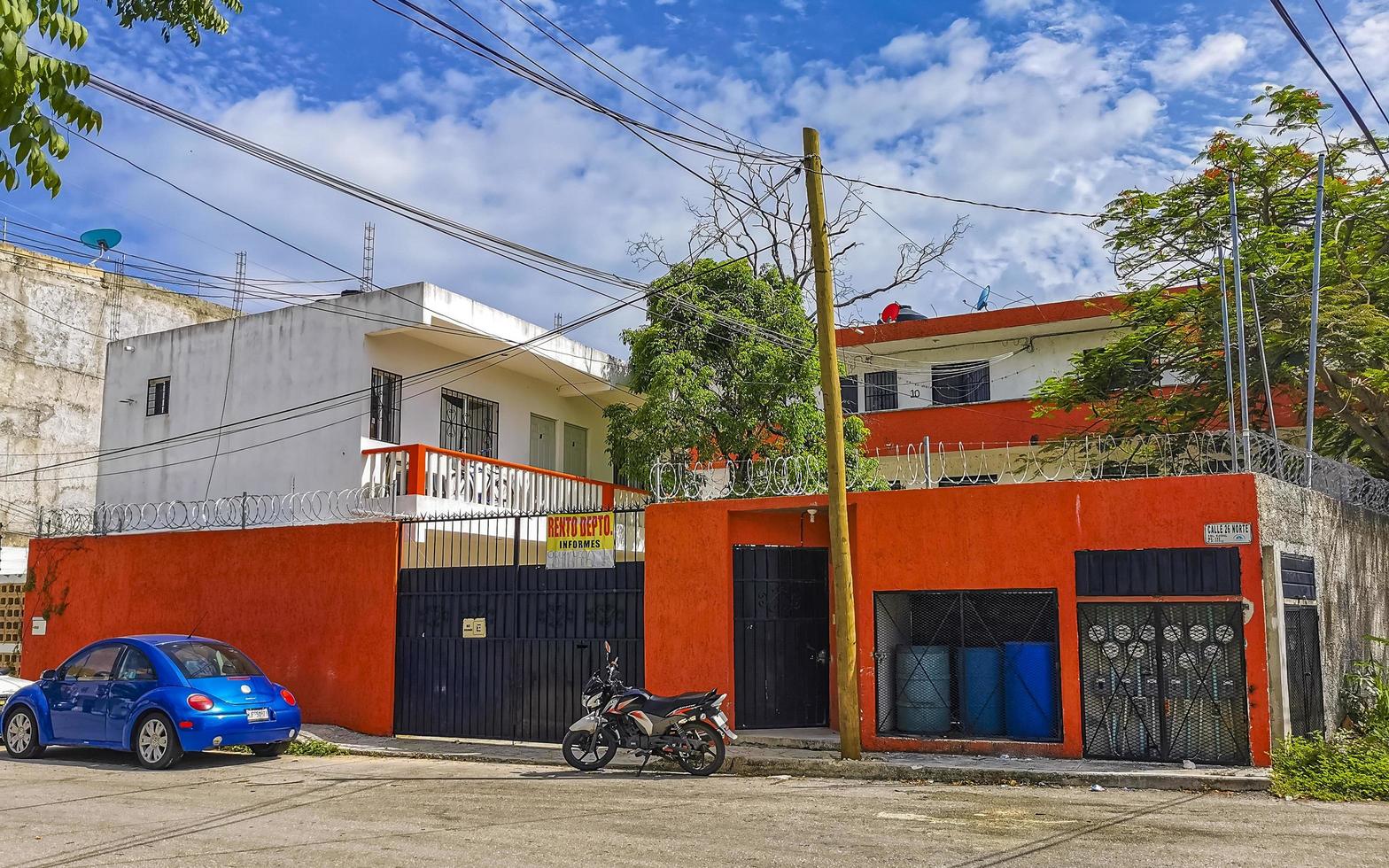 Playa del Carmen Quintana Roo Mexico 2021 Typical street road and cityscape of Playa del Carmen Mexico. photo