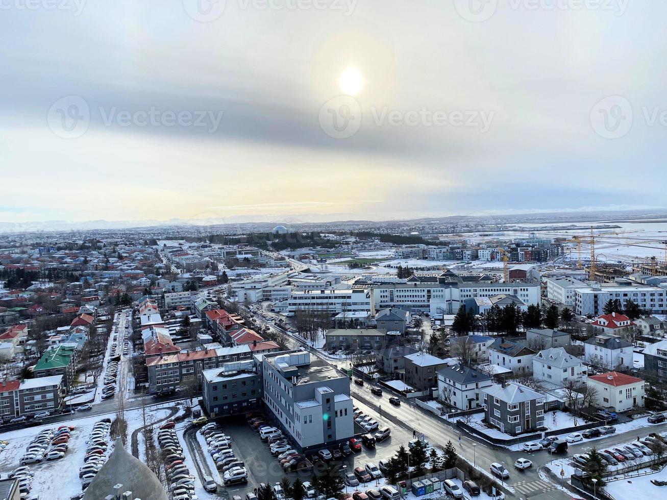 An aerial view of Reykjavik in Iceland photo