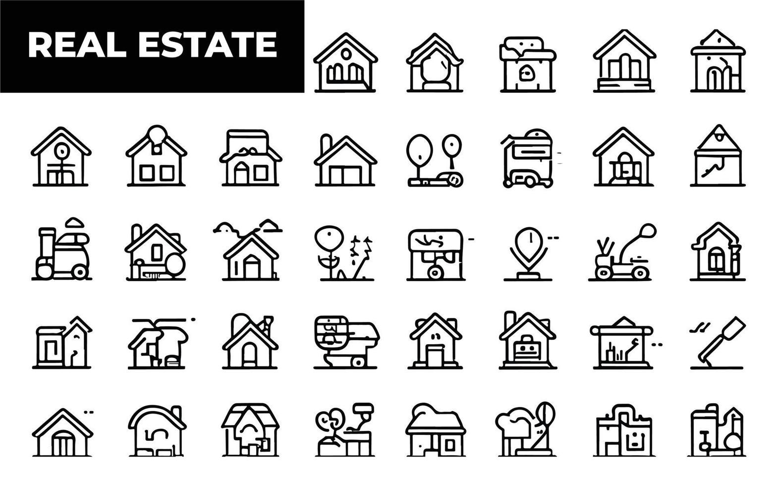 Real Estate thin line icons. Real estate symbols set. Included the icons as House, Home, Realtor, Agent, Plan editable stroke icon. Real estate icons collection. House line icons. vector