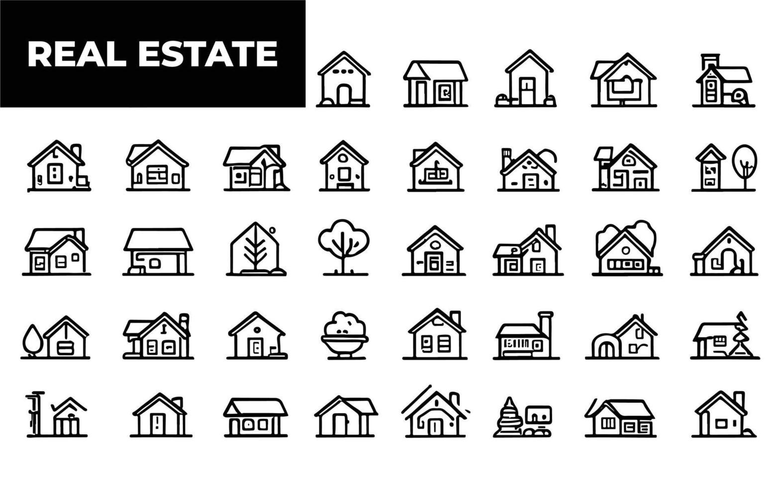 Real Estate thin line icons. Real estate symbols set. Included the icons as House, Home, Realtor, Agent, Plan editable stroke icon. Real estate icons collection. House line icons. vector