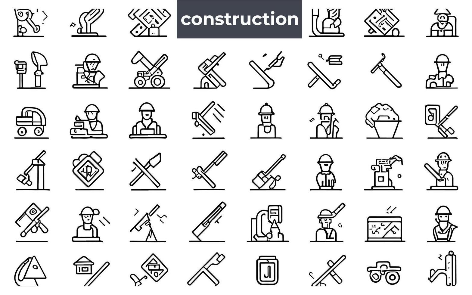 Construction icons set. Simple collection of Construction Related Vector Line Icons.. Tools, House icons, Builder,Vector