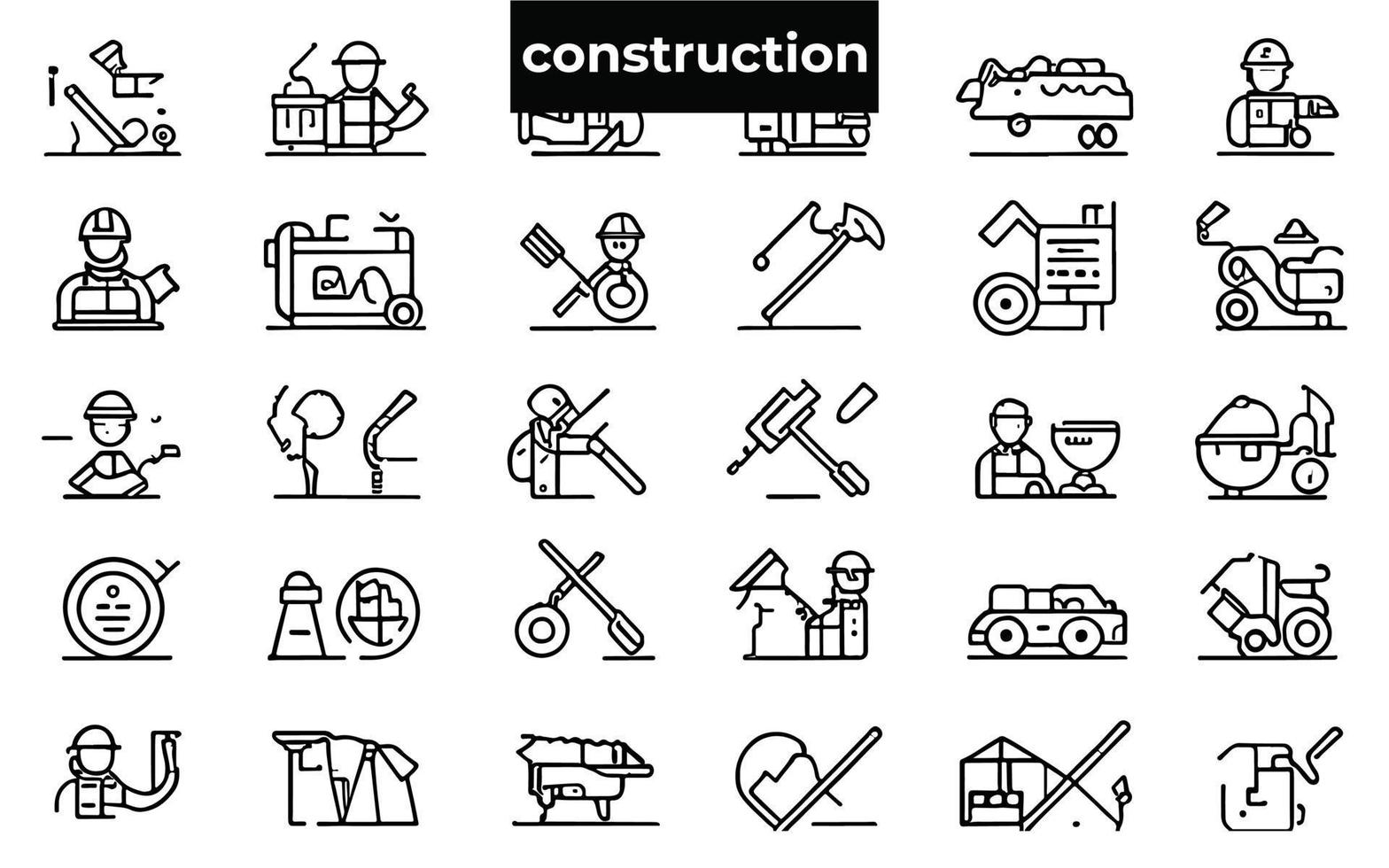 Construction icons set. Simple collection of Construction Related Vector Line Icons.. Tools, House icons, Builder,Vector