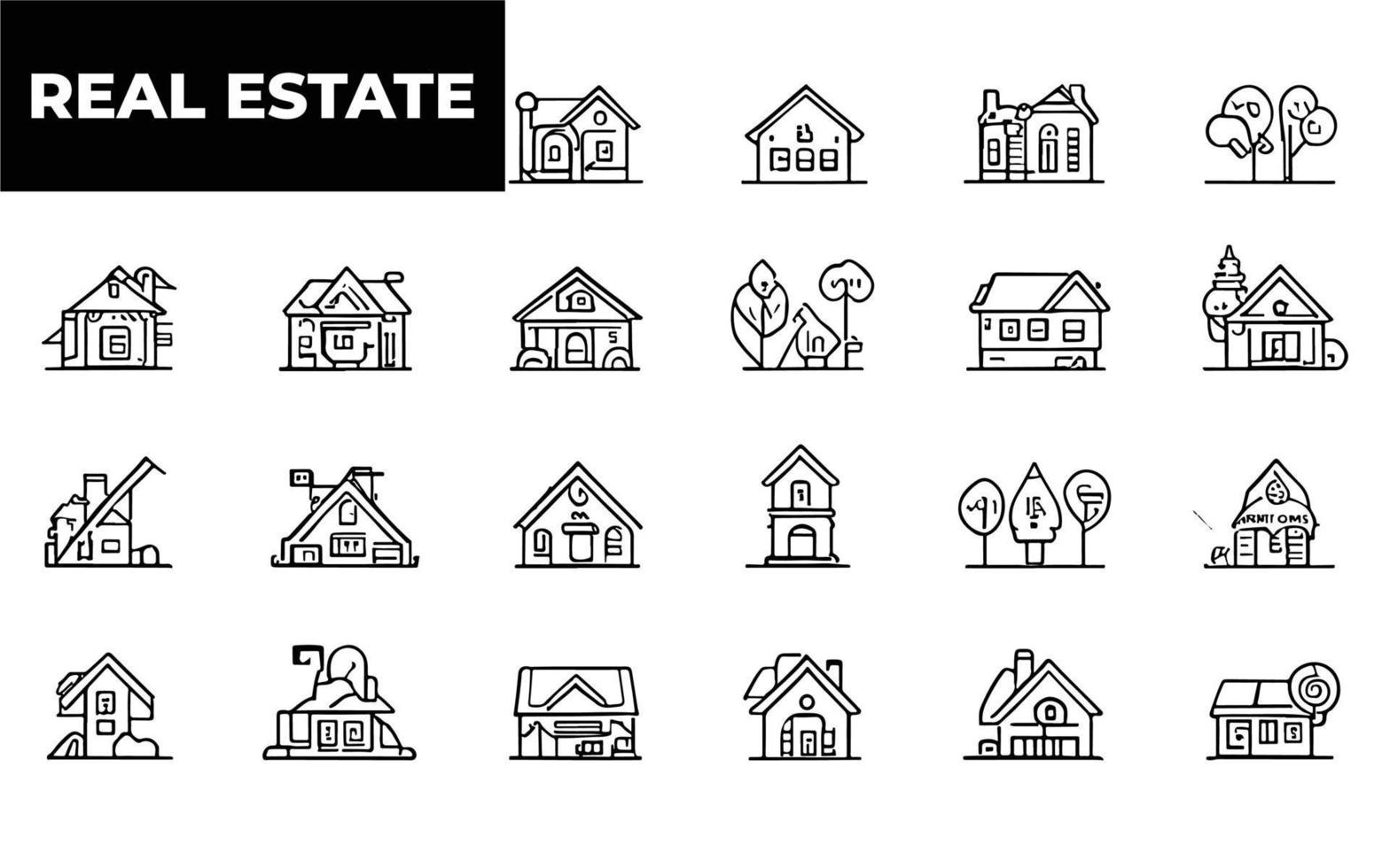 Real Estate thin line icons. Real estate symbols set. Included the icons as House, Home, Realtor, Agent, Plan editable stroke icon. Real estate icons collection. House line icons. vector