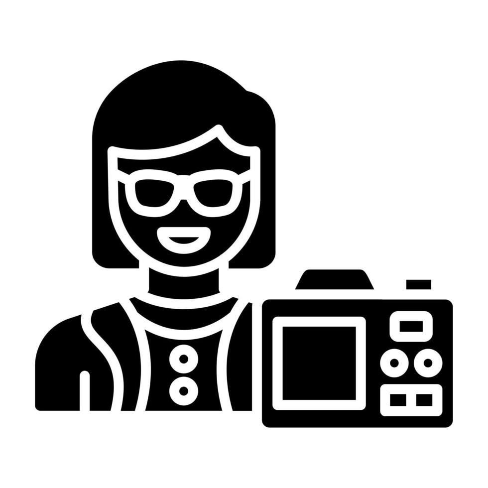 hembra vlogger icono estilo vector