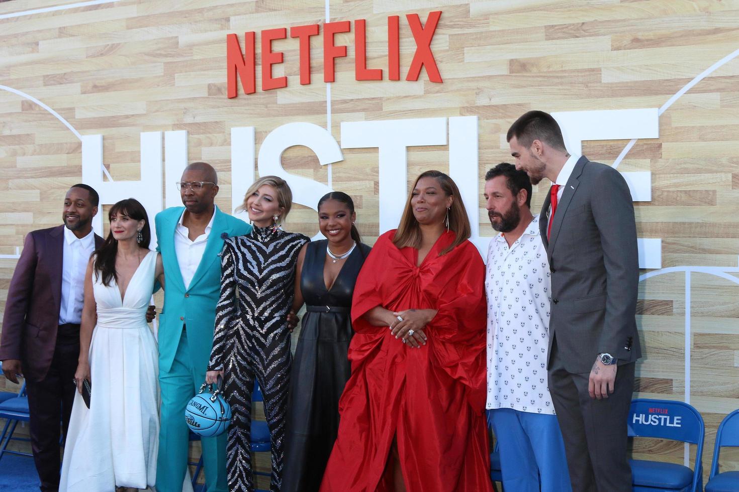 LOS ANGELES  JUN 1  Jaleel White Maria Botto Guest Heidi Gardner Jordan Hull Queen Latifah Adam Sandler Juancho Hernangomez at the Hustle Premiere at the Village Theater on June 1 2022 in Westwood CA photo