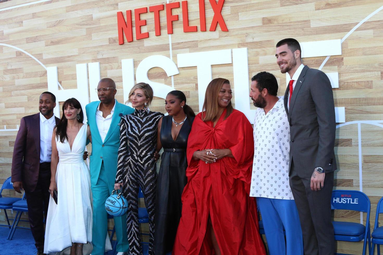 LOS ANGELES  JUN 1  Jaleel White Maria Botto Guest Heidi Gardner Jordan Hull Queen Latifah Adam Sandler Juancho Hernangomez at the Hustle Premiere at the Village Theater on June 1 2022 in Westwood CA photo