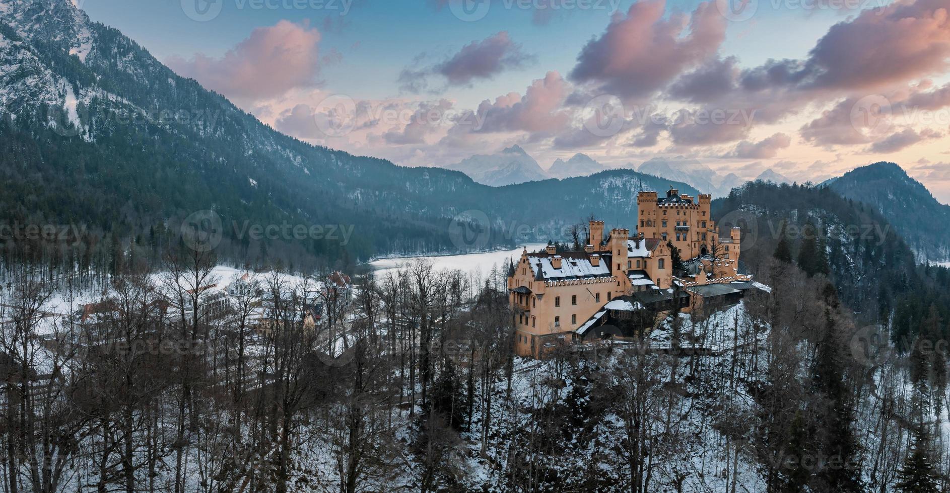 An aerial view of the Hohenschwangau Castle photo