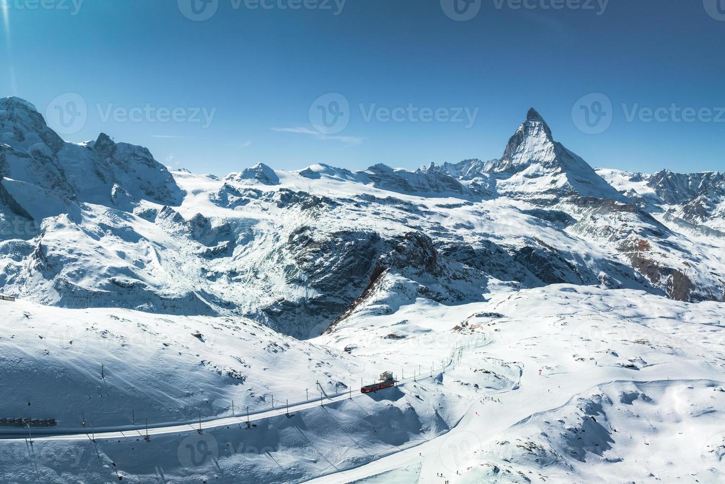 Beautiful Zermatt ski resort with view of the Matterhorn peak photo