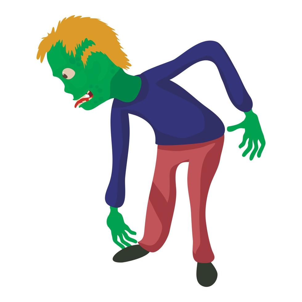 Bent zombie icon, cartoon style vector