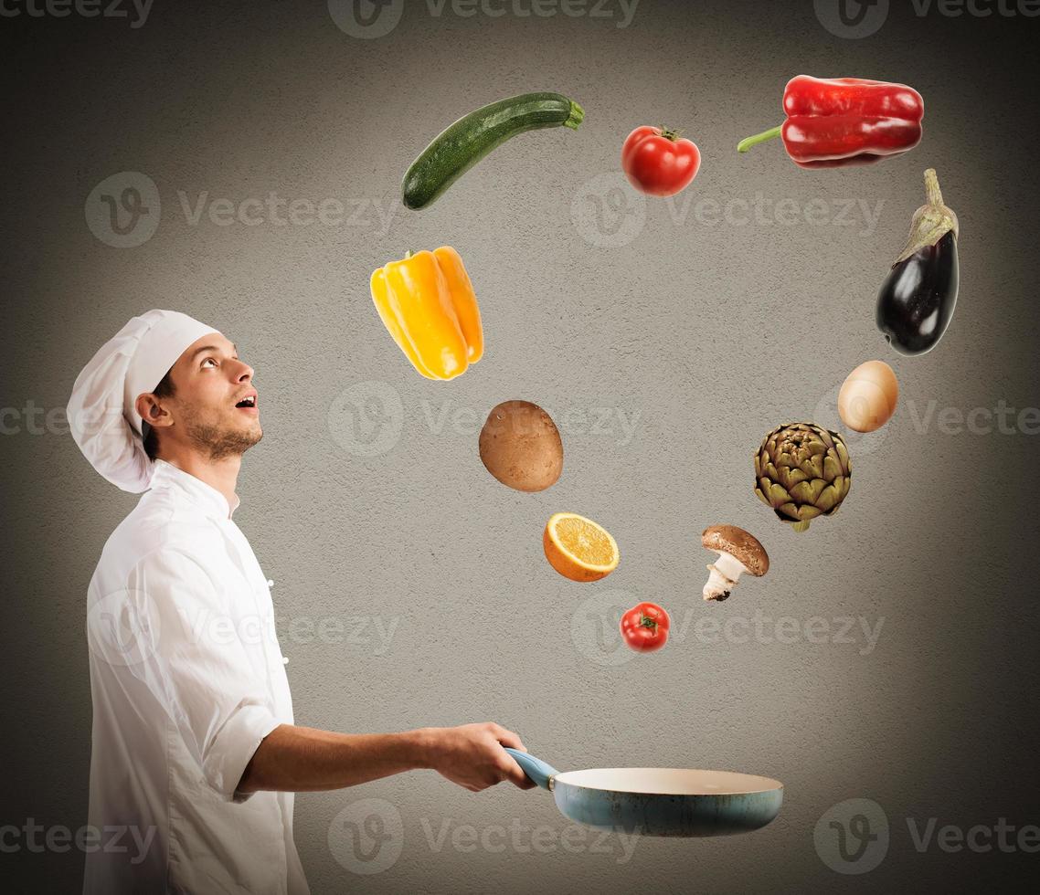 Chef with vegetables photo