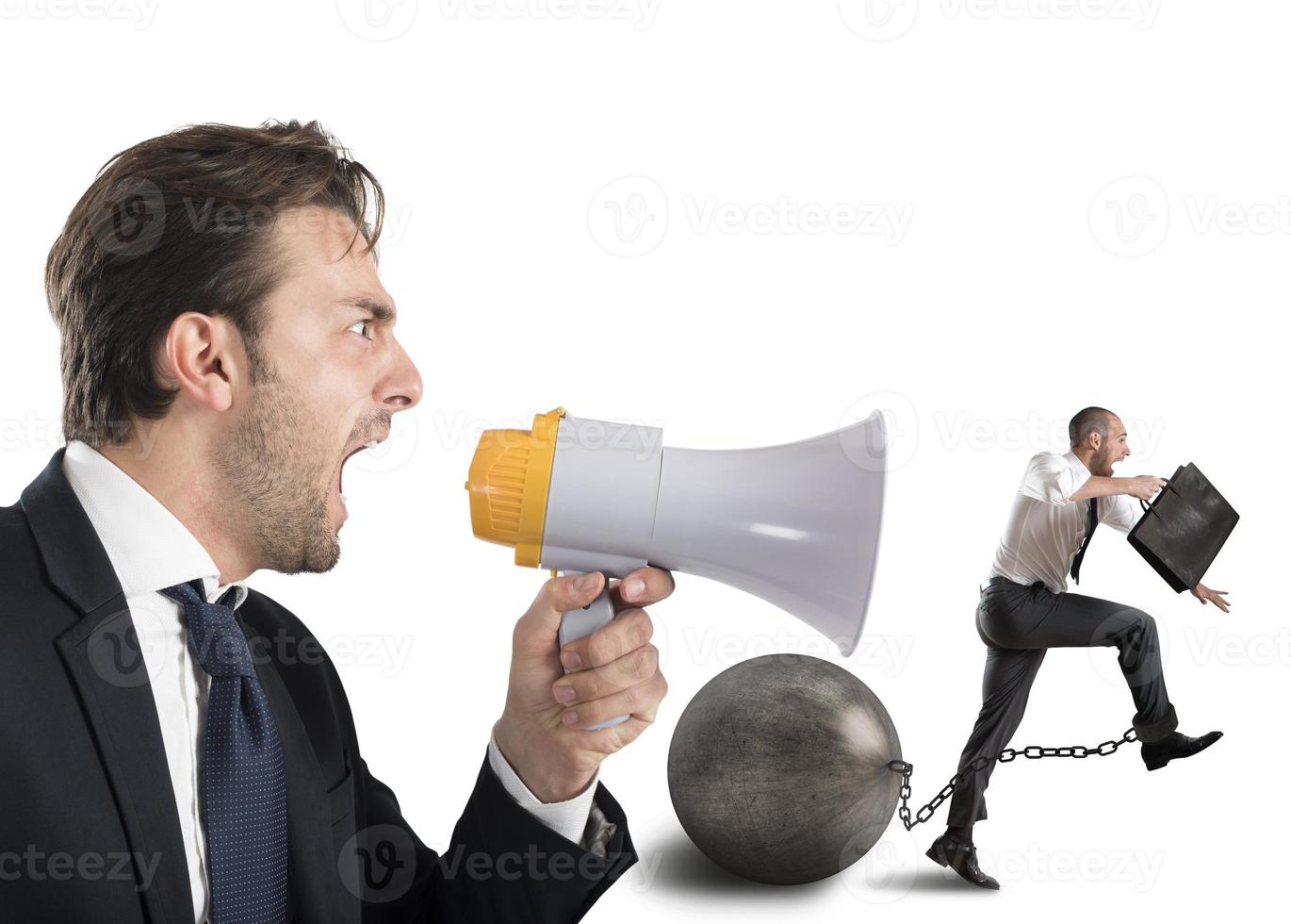 Businessman yelling at his employee photo