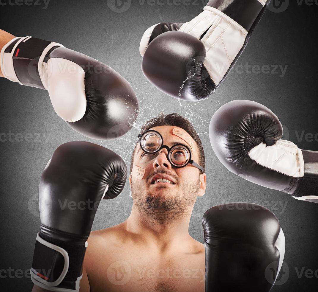 Injured boxer man close-up photo